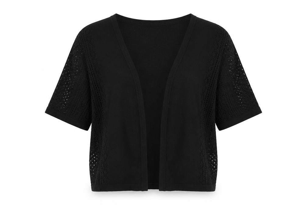 Peacocks Women’s Black Size 16 Open Knit Short Sleeve Cardigan