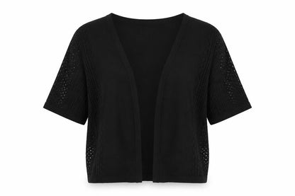 Peacocks Women’s Black Size 16 Open Knit Short Sleeve Cardigan