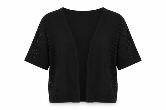 Peacocks Women’s Black Size 16 Open Knit Short Sleeve Cardigan