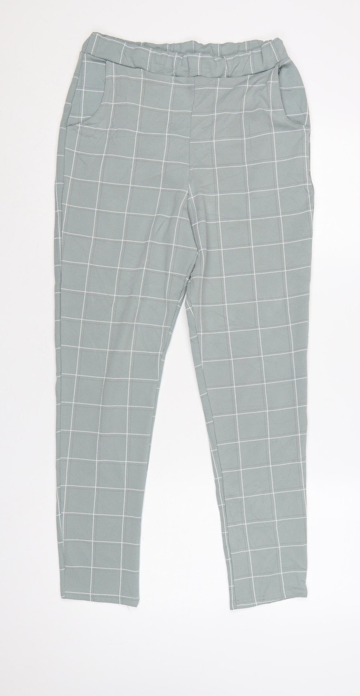 Additional front view of I Saw It First Women Green UK 8 Check Paperbag Tapered Trousers