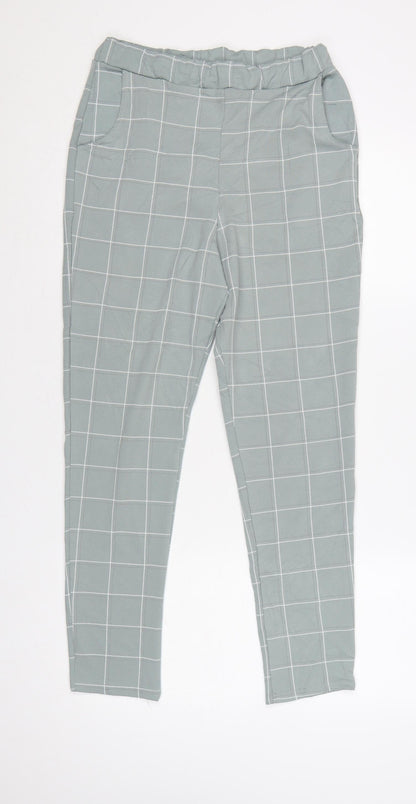 Additional front view of I Saw It First Women Green UK 8 Check Paperbag Tapered Trousers