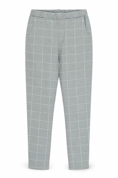 Front view of I Saw It First Women Green UK 8 Check Paperbag Tapered Trousers