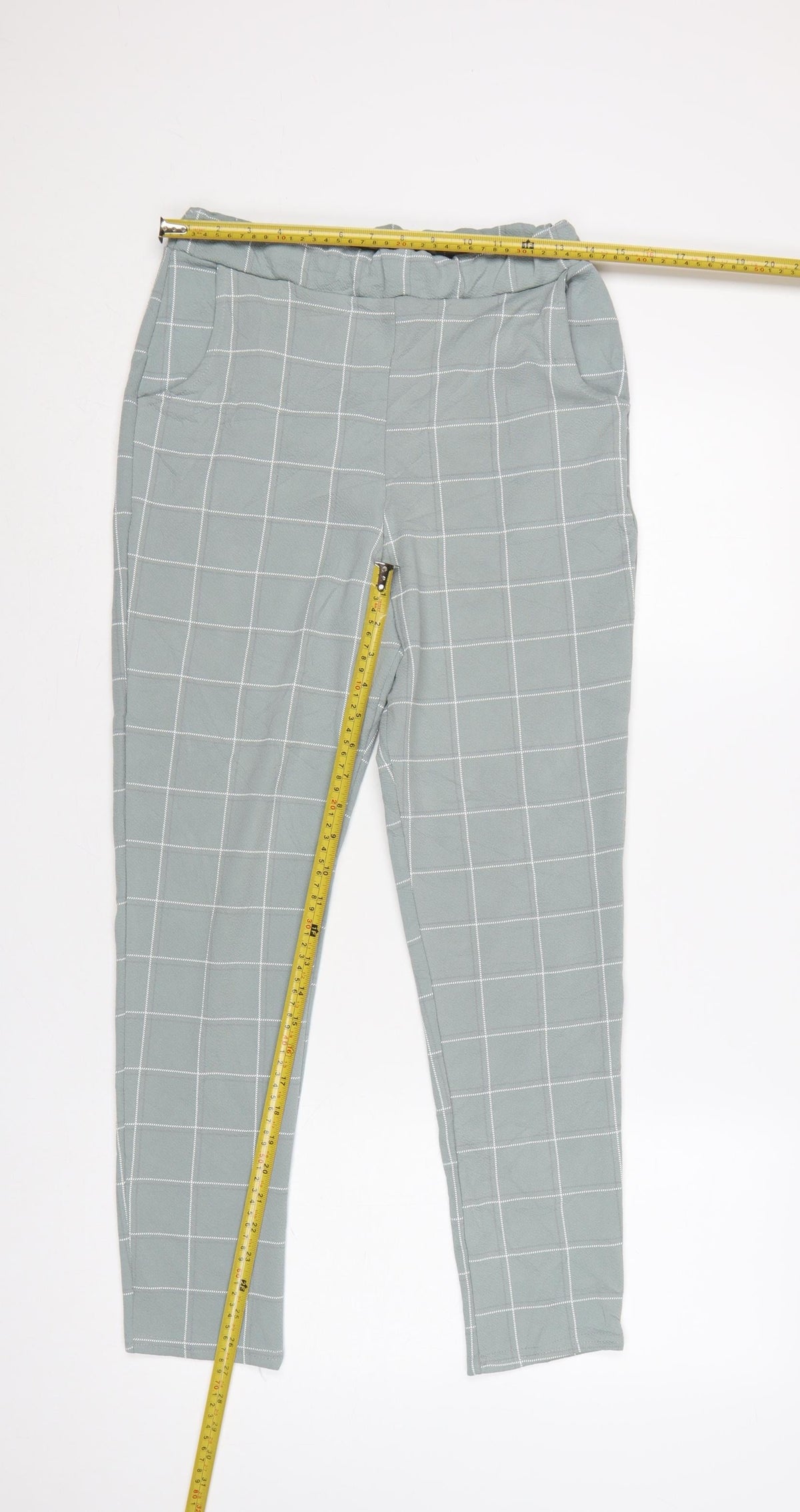 Back view of I Saw It First Women Green UK 8 Check Paperbag Tapered Trousers