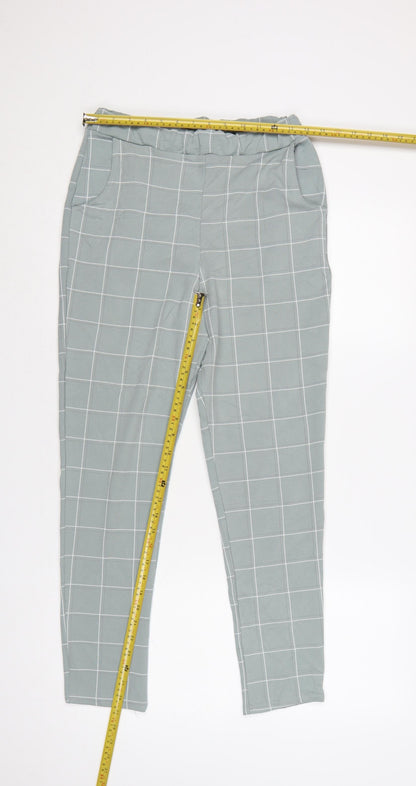 Back view of I Saw It First Women Green UK 8 Check Paperbag Tapered Trousers
