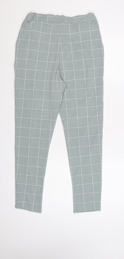 Close-up detail of I Saw It First Women Green UK 8 Check Paperbag Tapered Trousers
