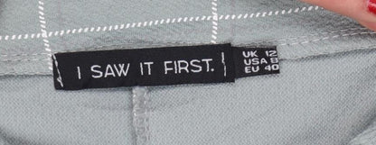 Brand and care label for I Saw It First Women Green UK 8 Check Paperbag Tapered Trousers