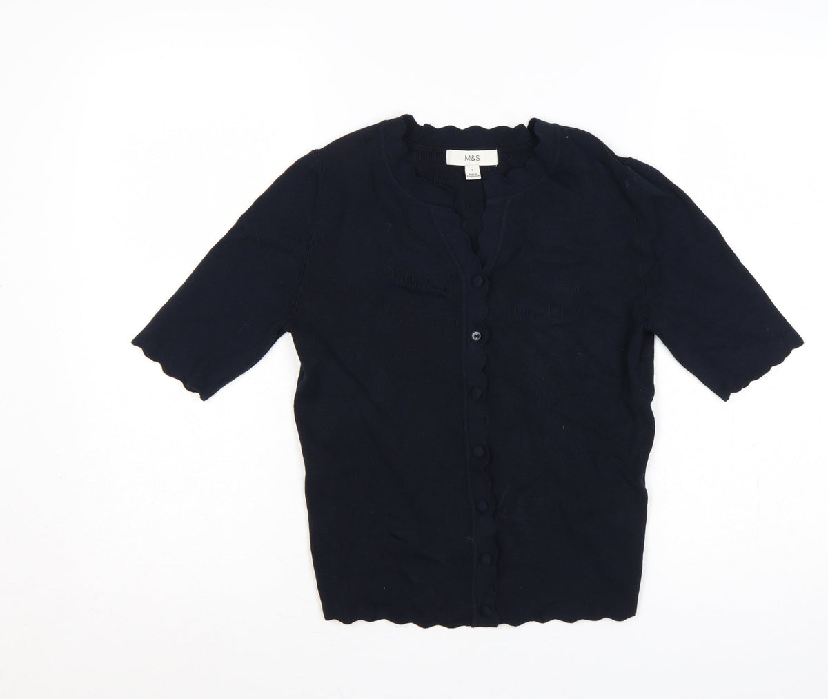 Marks & Spencer Women’s Blue Size 16 Short Sleeve Ruffle Button Cardigan
