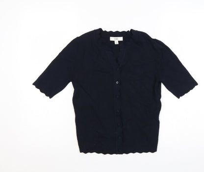 Marks & Spencer Women’s Blue Size 16 Short Sleeve Ruffle Button Cardigan