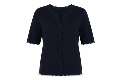 Marks & Spencer Women’s Blue Size 16 Short Sleeve Ruffle Button Cardigan