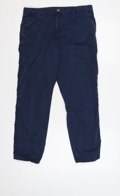 Marks & Spencer Women Navy UK 10 Chino Tapered Trousers