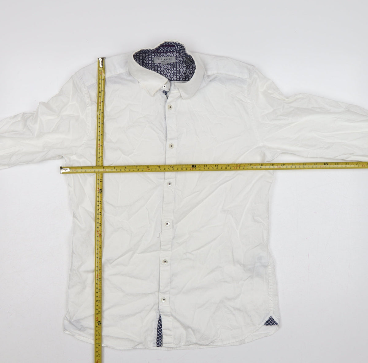 Ted Baker Men’s White Size L Cotton Button-Up Long Sleeve Shirt