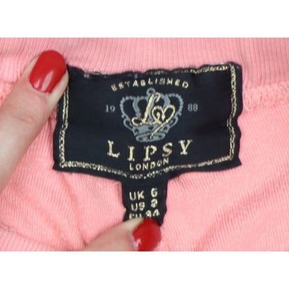 Lipsy Women Pink UK 6 Velour Sequin Heart Logo Jogger Trousers