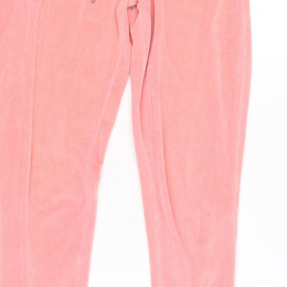 Lipsy Women Pink UK 6 Velour Sequin Heart Logo Jogger Trousers