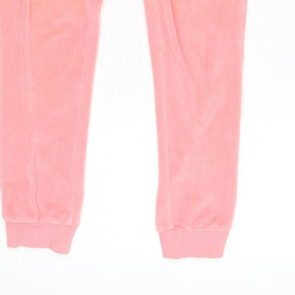 Lipsy Women Pink UK 6 Velour Sequin Heart Logo Jogger Trousers