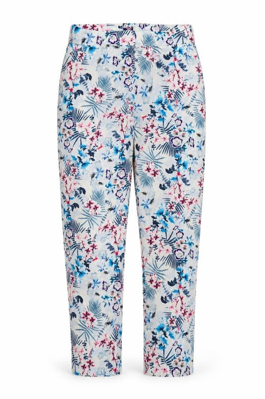 Warehouse Women White Floral Straight Leg Trousers UK 12