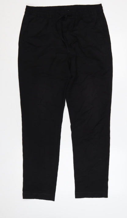 H&M Men's Black Slim Fit Jogger Trousers Size S Drawstring