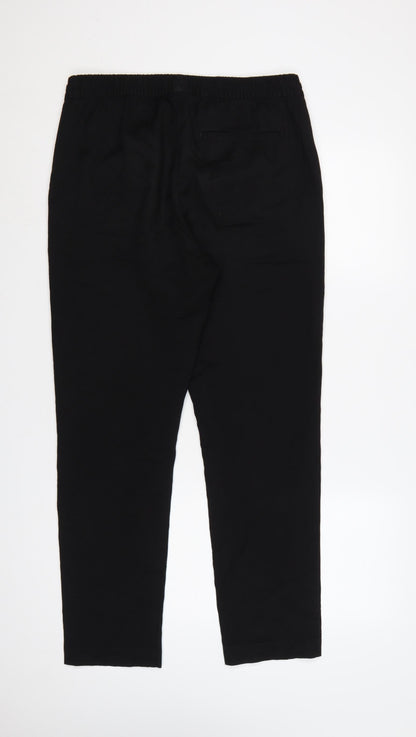 H&M Men's Black Slim Fit Jogger Trousers Size S Drawstring