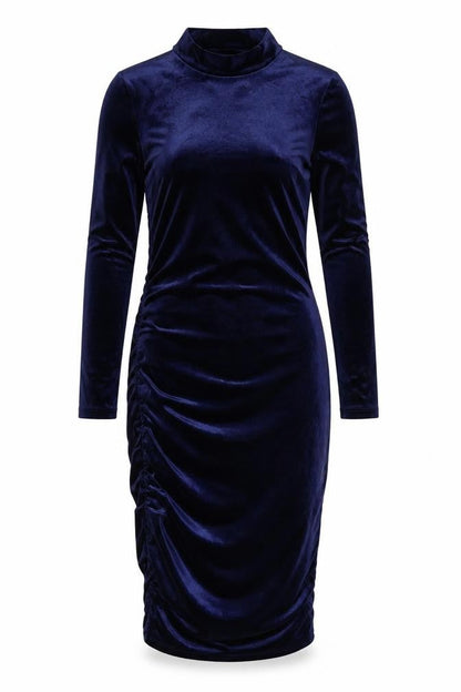 Michelle Keegan Women Blue UK 10 Bodycon Velour Ruched Knee Dress