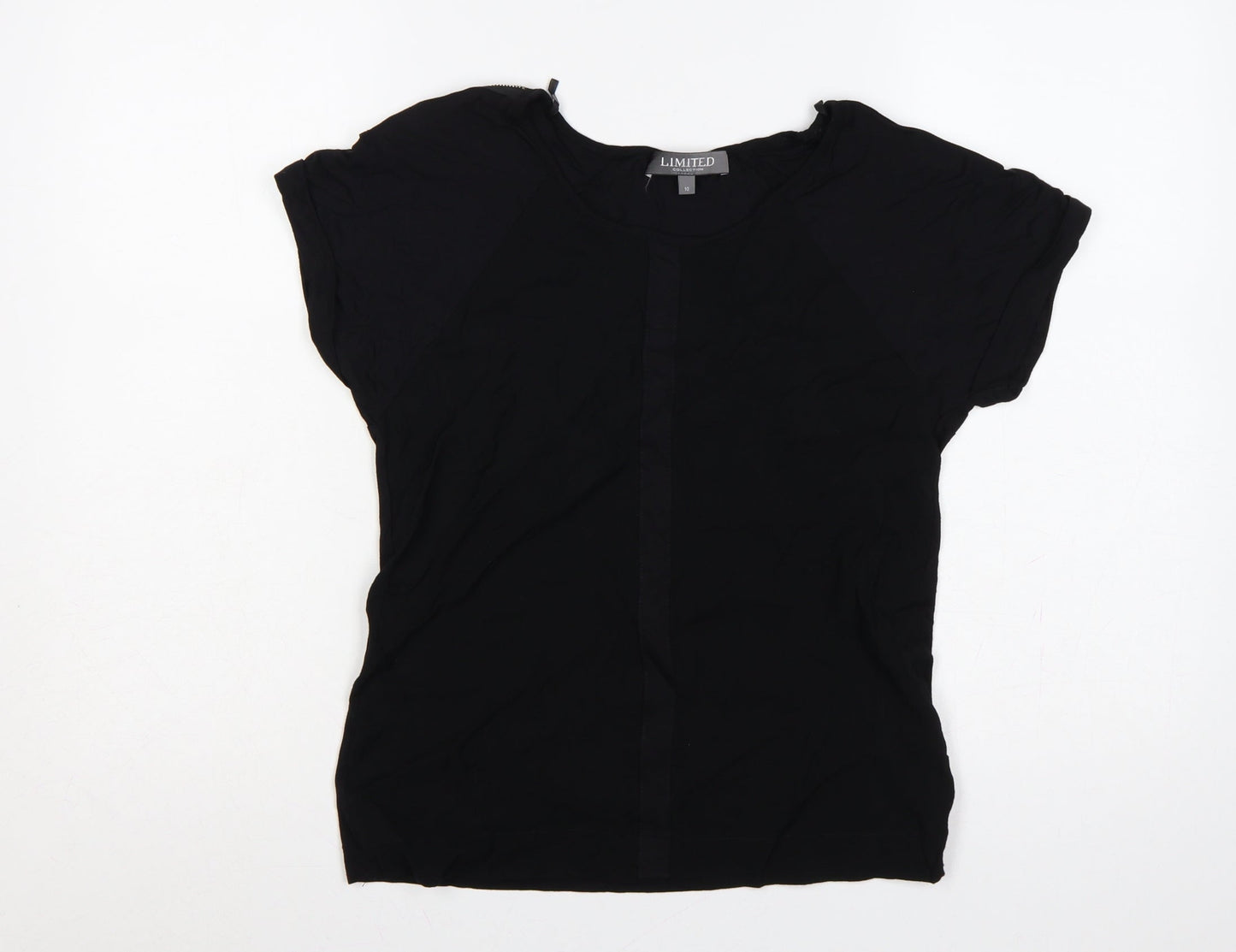 Limited Collection Women Black Size 10 Viscose Zip Shoulder Blouse