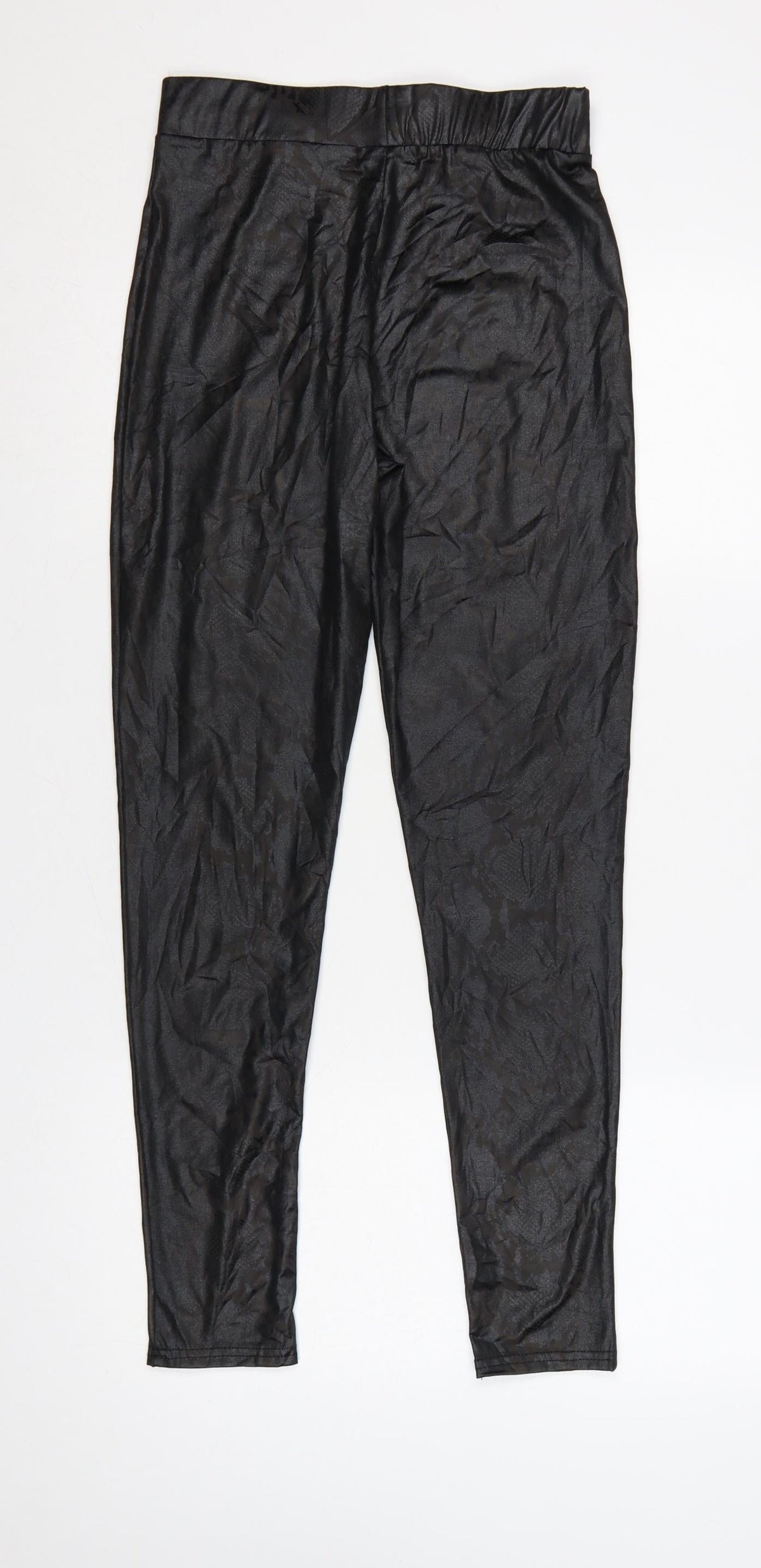 New Look Women Black Animal Print High Rise Stretch Leggings UK 10