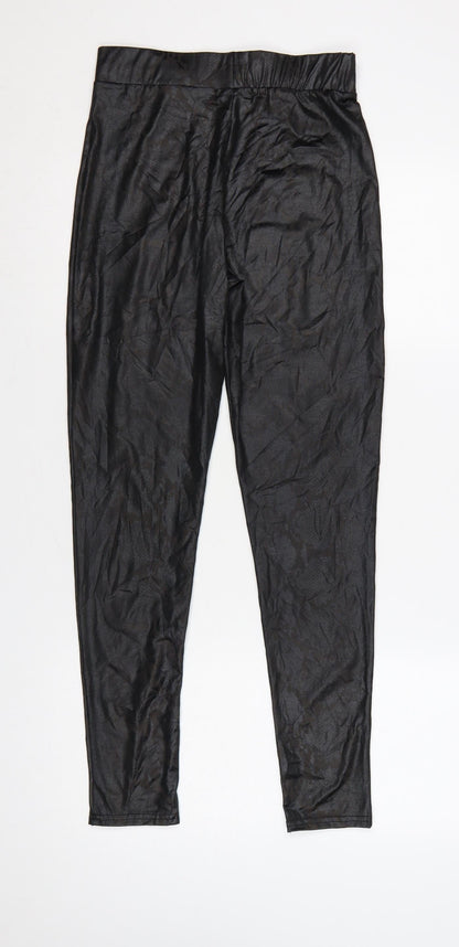 New Look Women Black Animal Print High Rise Stretch Leggings UK 10