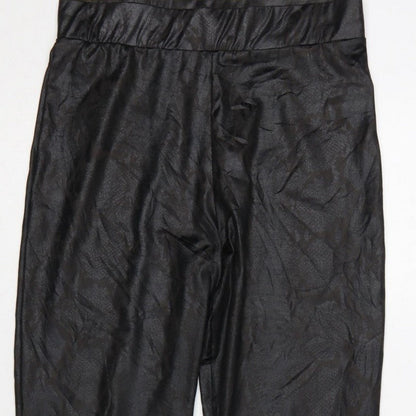 New Look Women Black Animal Print High Rise Stretch Leggings UK 10