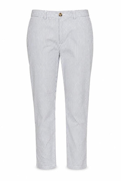 Marks & Spencer Collection Women’s White Blue Stripe Tapered Chino Trousers UK 8