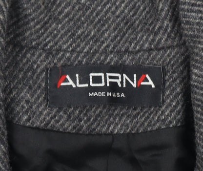 Alorna Women’s Grey Size 14-16 Wool Herringbone Pea Coat Mid-Length