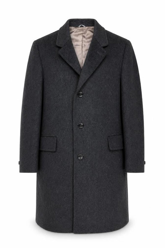 Sears Men’s Grey Chest 42 Wool Cashmere Long Overcoat Lined Single-Breasted