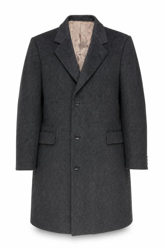 Simpsons Mens Grey Wool Cashmere Long Overcoat Classic Lined