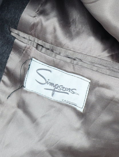 Simpsons Mens Grey Wool Cashmere Long Overcoat Classic Lined