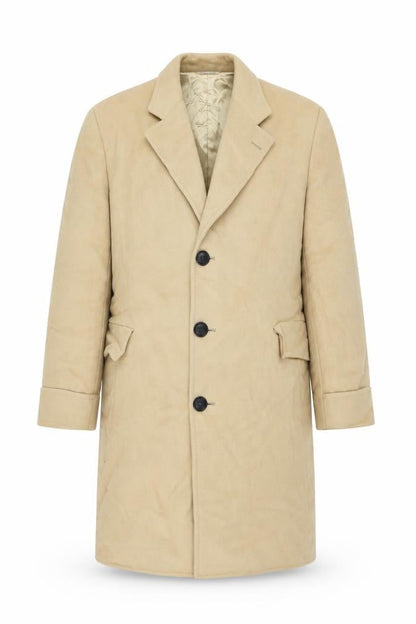 Bill's Clothes Men’s Beige 42 Vintage Long Overcoat Single-Breasted