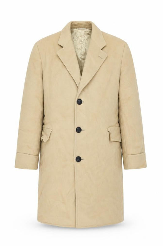 Bill's Clothes Men’s Beige 42 Vintage Long Overcoat Single-Breasted