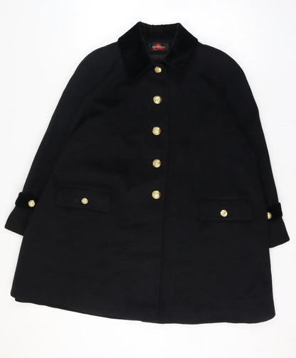 Alorna Women’s Black Size 18-20 Wool Blend Pea Coat Gold Buttons Size Unlabelled
