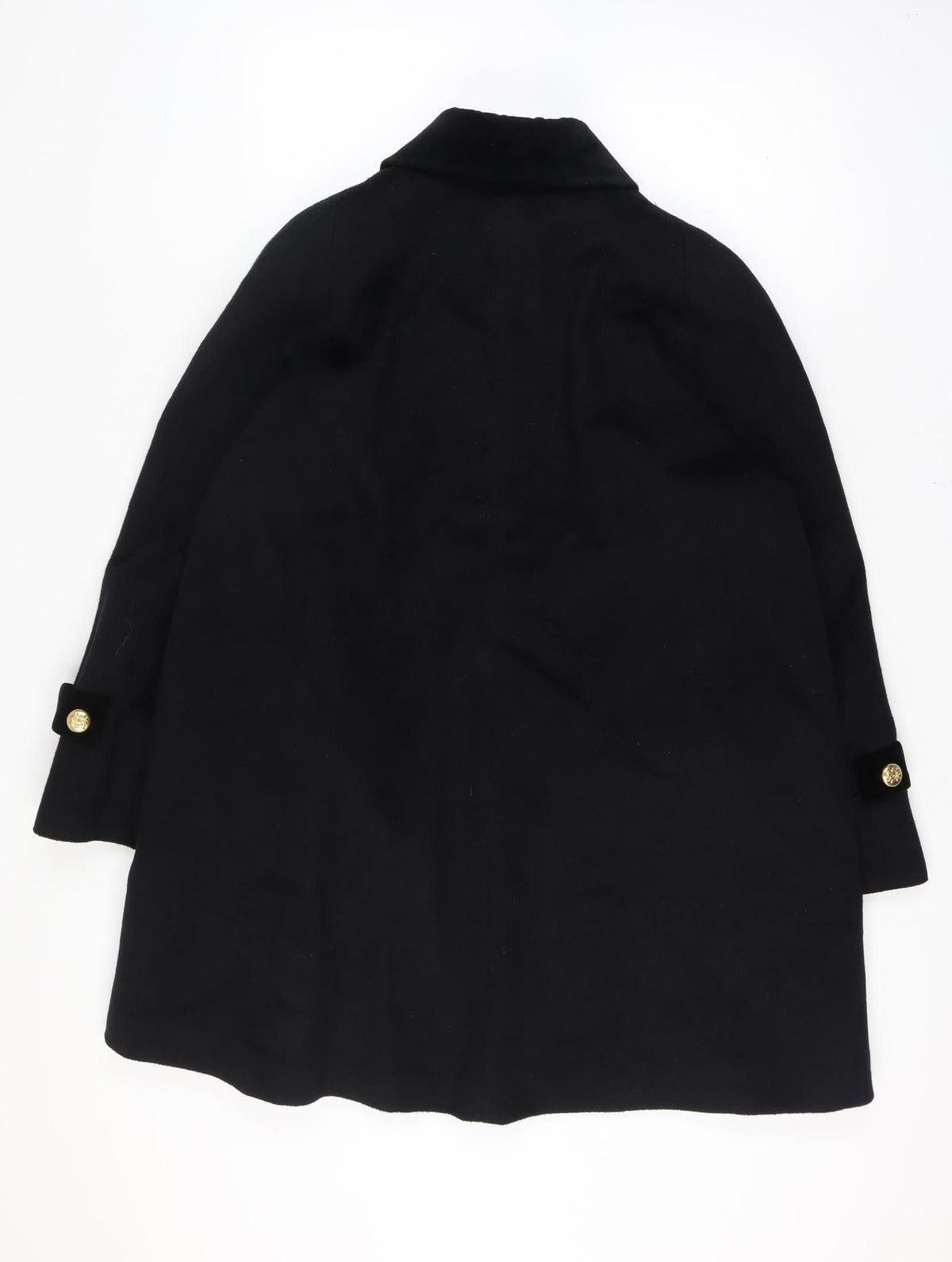 Alorna Women’s Black Size 18-20 Wool Blend Pea Coat Gold Buttons Size Unlabelled