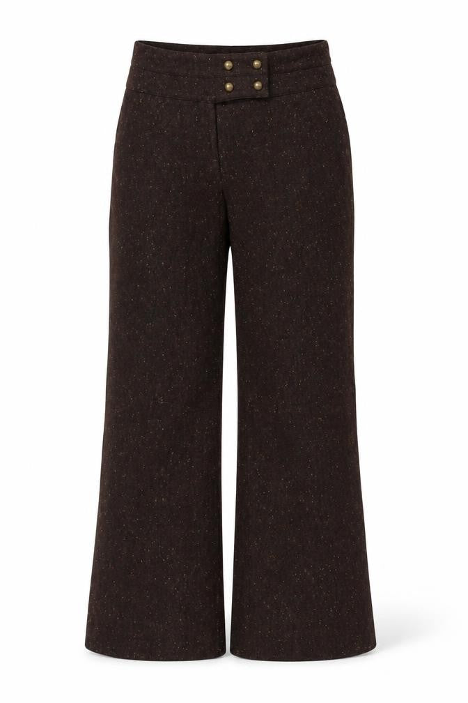 Simply Manakin Women’s Brown Size 8-10 Wool Blend Flared Lined Trousers