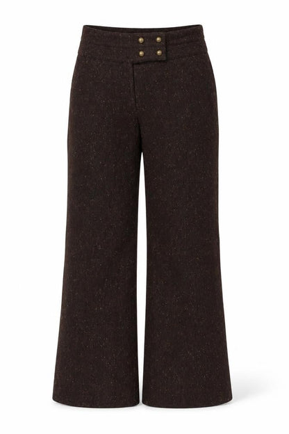 Simply Manakin Women’s Brown Size 8-10 Wool Blend Flared Lined Trousers