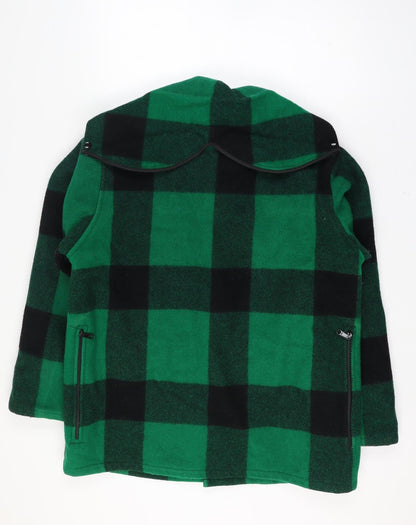 Johnson Woolen Mills Mens Chest 46 Green Black Check Wool Hooded Jacket