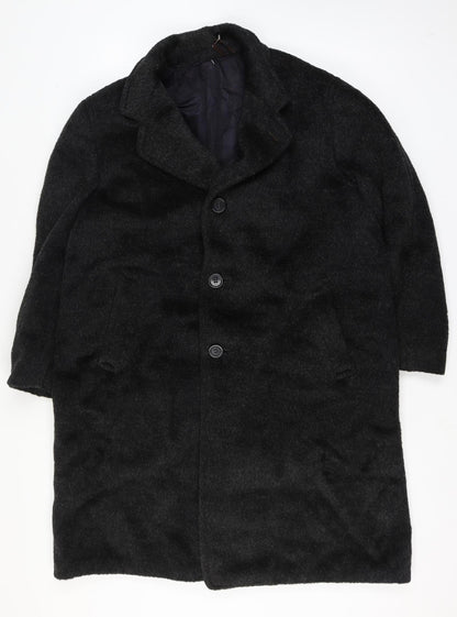 Tornaco Men’s Black Chest 46 Vintage Long Overcoat Single Breasted