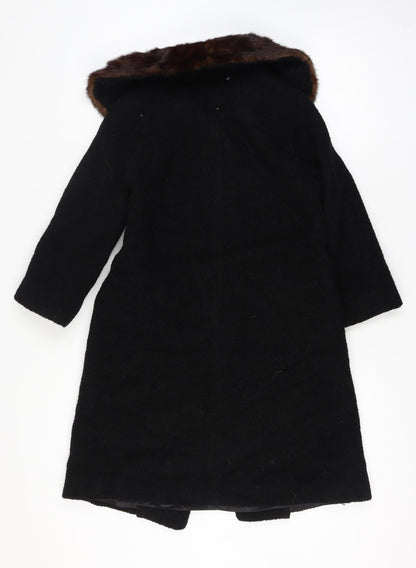 Dayton's Women’s Size 12 Black Long Vintage Fur Collar Overcoat