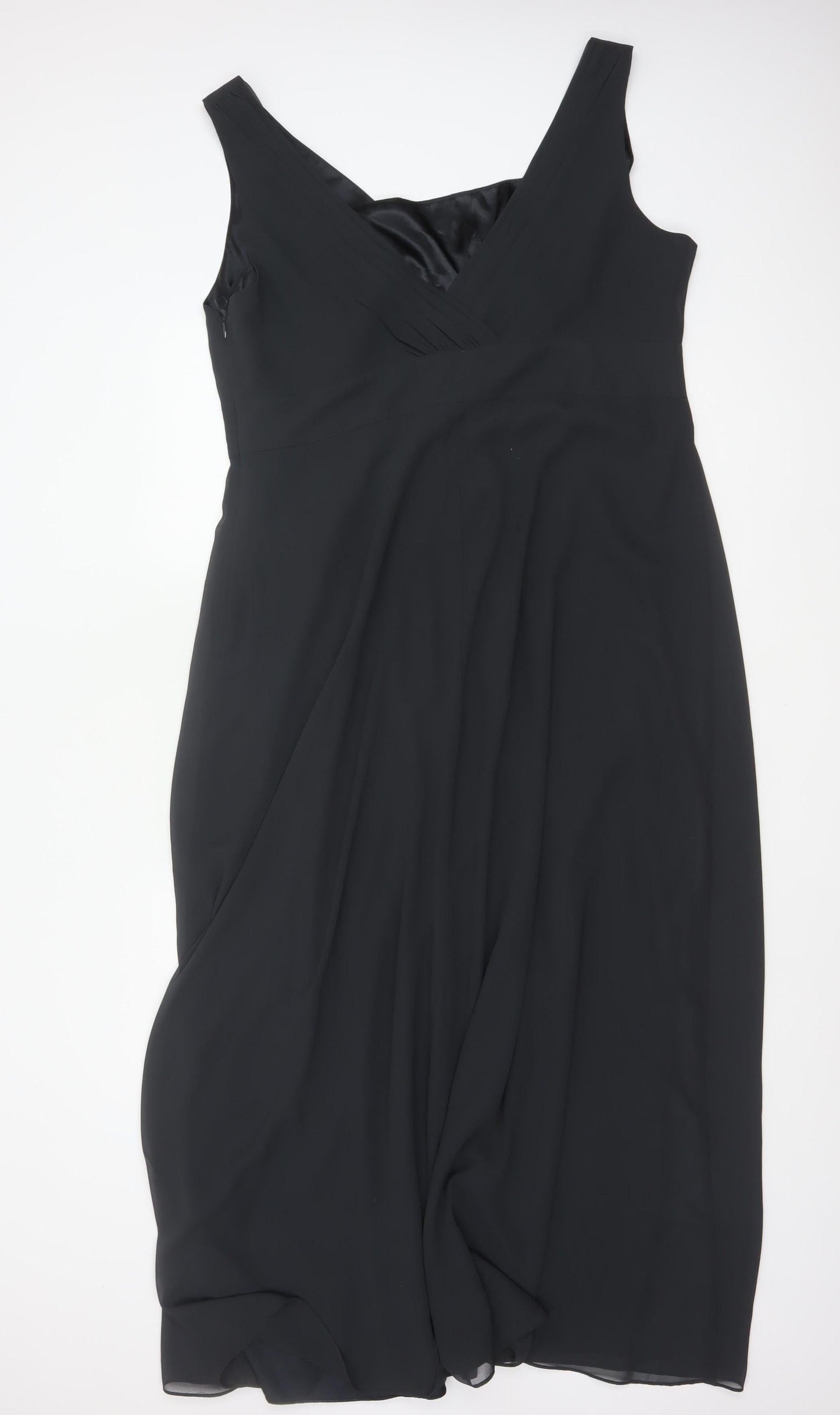 Jacques Vert Women Black UK 20 Maxi A-Line Beaded V-Neck Occasion Dress