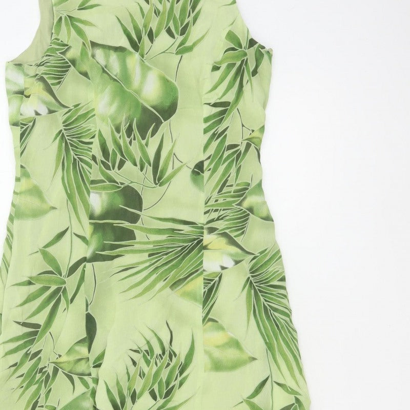 Nienhaus & Lotz Women Green UK 12 A-Line Tropical Chiffon Maxi Dress