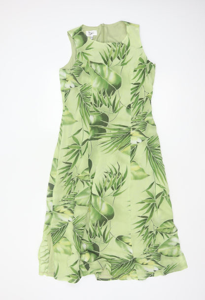 Nienhaus & Lotz Women Green UK 12 A-Line Tropical Chiffon Maxi Dress
