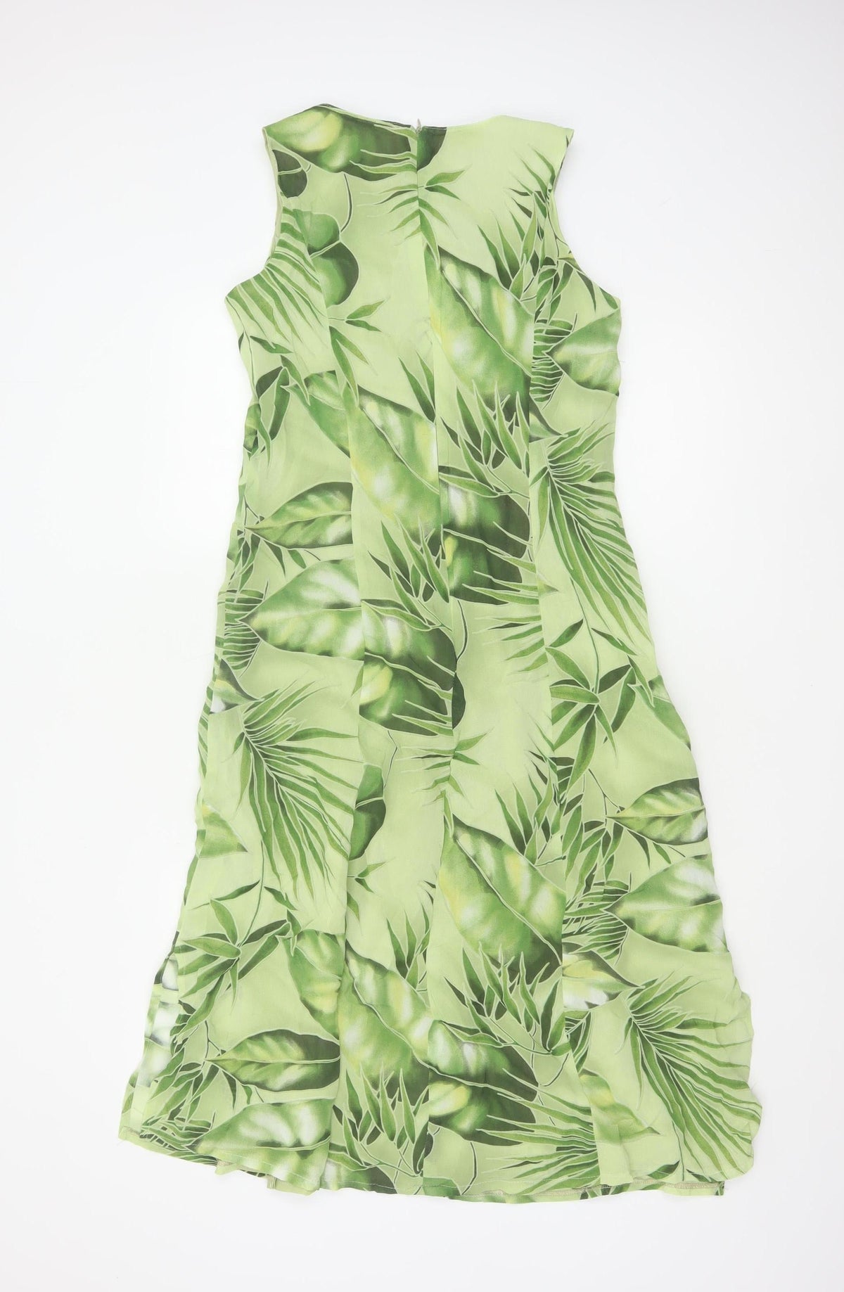 Nienhaus & Lotz Women Green UK 12 A-Line Tropical Chiffon Maxi Dress