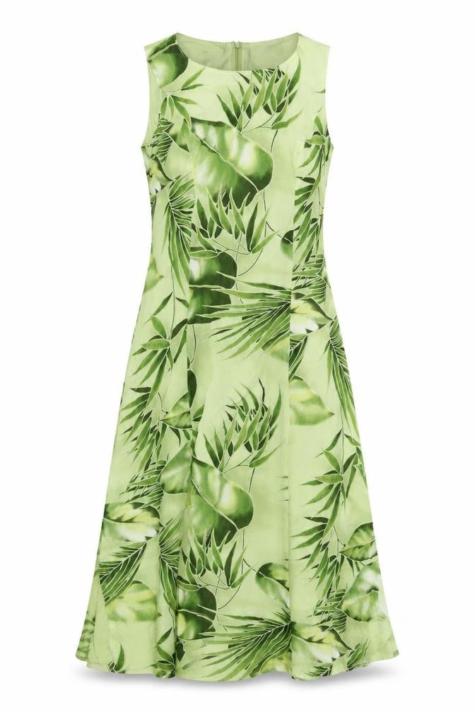 Nienhaus & Lotz Women Green UK 12 A-Line Tropical Chiffon Maxi Dress