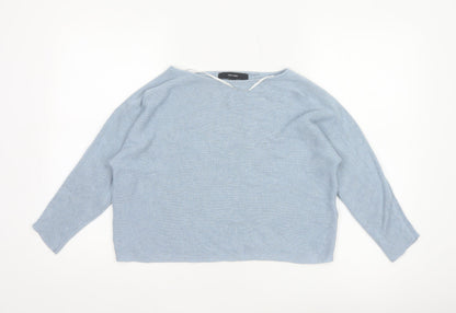 Vero Moda Women Blue S Boat Neck 3/4 Sleeve Fine Knit Pullover Jumper
