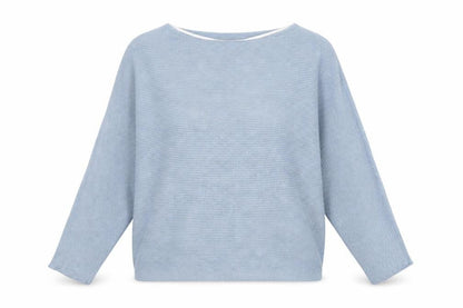 Vero Moda Women Blue S Boat Neck 3/4 Sleeve Fine Knit Pullover Jumper