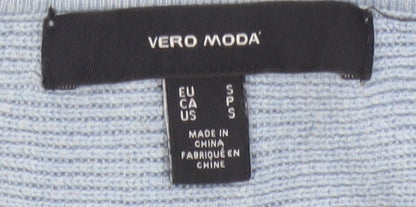 Vero Moda Women Blue S Boat Neck 3/4 Sleeve Fine Knit Pullover Jumper