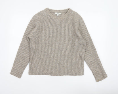 Marks and Spencer Women Beige S Chunky Knit Crew Neck Jumper