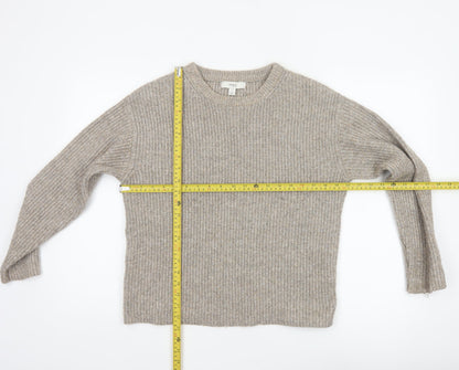 Marks and Spencer Women Beige S Chunky Knit Crew Neck Jumper